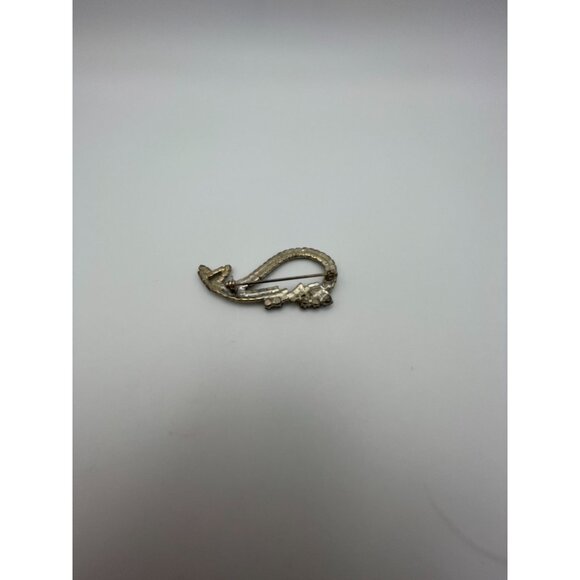 Vintage 2" Whale Brooch Clear Blue Rhinestones - Picture 5 of 8